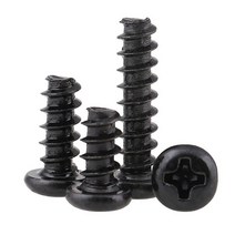 M2.6 블랙 100개 팬 헤드 마이크로 나사 필립스 십자 크로스 셀프 태핑 볼트, M2.6 (100개), 4mm