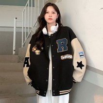 빅사이즈 루즈핏 학원풍 야구복 여성 자켓WHC23021017