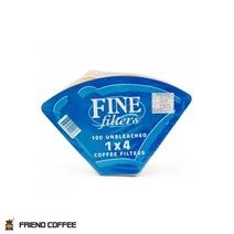 FINE 천연펄프 드립필터 5-6인용 100매 커피여과지, 4개
