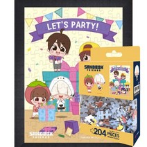 퍼즐피플 샌드박스즈 포켓몬스터 카카오 팬시퍼즐 모음 직소퍼즐, 렛츠파티 샌드박스프렌즈 204피스 액자포함(우드블랙), 204p
