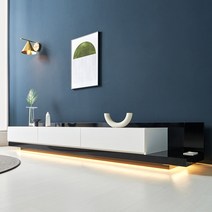 발렌 확장형 티비다이 TV 선반 장식장 낮은 거실장 LED형, 우형(정면에서 바라봤을때), 화이트블랙