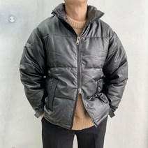 라운지21 남자 오버핏 페이크 레더 웰론 패딩 점퍼