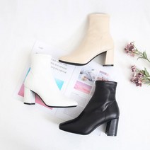 여성 가죽 스판 첼시 뷰티 명품 앵글부츠 소프트 베이직 미들굽 발편한 7cm 중년여성