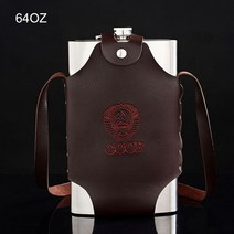 위스키 보틀 양주 디스펜서 구씨 휴대용 술병 새로운 스테인레스 스틸 힙 플라스크 세트 벨트 케이스 가죽 포장된 병 알코올 플라스크, 64oz 1892ml