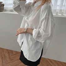 오버핏 코튼 옆트임 셔츠 블라우스