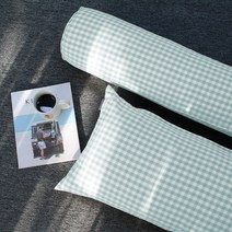 우리앤데코 깅엄 체크 롱쿠션 바디필로우 커버 (사각 원형), 민트