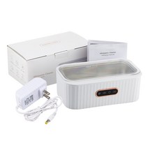 초음파 클리너 목욕 안경 메이크업 브러쉬 치아 교정기 쥬얼리 고주파 진동 미니 휴대용 청소 세탁기, 01 white_02 EU