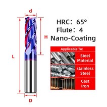슬라이딩각도절단기 TYTURE-HRC55/65 카바이드 커터 플랫 엔드 밀 금속 텅스텐 스틸 Cnc 밀링, 중국_d18xD18x150L | HRC65 4F