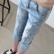 탑스웨이크 빈티지 헤짐 데님 7부 팬츠 4207-7