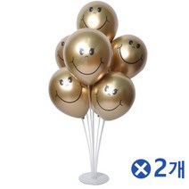 스마일인쇄 30cm 크롬골드10개 풍선꽂이세트 70cmx2개, 색상