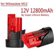 밀워키 호환 배터리 m12 xc 2410 2420 2411 12볼트 무선 12v 교체용 12 8ah 78, 6800mAh