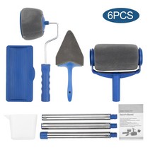 6 pcs 가정용 편리한 롤러 페인트 브러시 세트 다기능 원활한 스폰지 페인트 롤러 브러시 코너 페인팅 도구