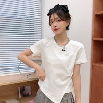 여름 여성 상의 여성 캐주얼 티셔츠 트렌디한 반팔 상의녀 여학생 스포츠 반팔 루즈핏 면 함유량65%