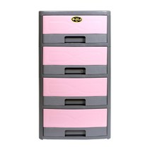 지오리빙 골드 4단 플라스틱 서랍장, 핑크