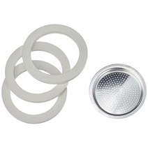 Bialetti 커피 포트용 개스킷 3개와 알루미늄 필터 1개 2컵