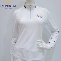 임페리얼 골프웨어 여성 [20S/S 최저가] 봄 간절기 라운딩 양소매 패턴 프린트 심플 차이나 반집업 긴팔 티셔츠 (화이트) BCP0A1102 (임페리얼 부천 뉴코아)