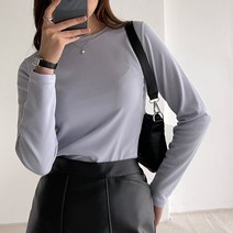 여성 데일리 라운드 티셔츠 여자 긴팔 슬림 기본핏 이너 무지 티셔츠 5컬러