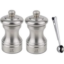 Peugeot 783847 푸조 비스트로 셰프 수동 소금페퍼밀 선물 세트 스테인리스 10cm 4in 스텐 향신료 스쿱백 클립 포함, Salt & Pepper Mill Set