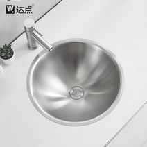 언더볼 세면대 매립형 원형 세면볼 수전 세트 sus304, (E)기본+ 싱글 냉수 수전+호스 1개