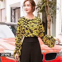 도오빠 여자바지정장 하객 하객룩 결혼식 긴바지 와이드 라운드넥 노카라 투피스 쉬폰 플라워 꽃무늬 로맨틱 셔츠 블라우스 긴팔 긴소매 오피스룩 커리우먼 데이트룩 데일리룩 봄 여름 가을 직장인 대학생 캐주얼 패션 코디 여성 바지 정장