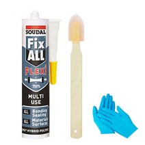 SOUDAL Flexi (플렉시) 백색 냄새없는 고탄성 방수 강력접착 실리콘+헤라+니트릴장갑