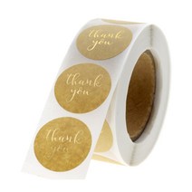크리프트 원형 땡큐 스티커 금박 답례품 포장 벌크 롤, 스티커CM004097