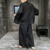 여름 남성 린넨 와이드 알라딘 고급 사무라이 무사 퓨전 한복 바지 세트