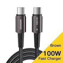 Essager-PD100W 샤오미 삼성 호환 화웨이 맥북 아이패드 용 모바일 핸드폰 고속 충전 코드 와이어 60W C 타입-C 케이블, [06] 100W Brown, [01] 1m, 01 1m