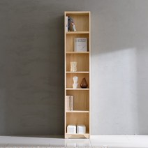 씨앤씨구스 틈새수납장 트리진 엘핀 미송원목 400 6단책장 오픈형 책장, 내추럴