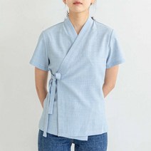 생활한복 반팔 하늘 슬럽 장저고리