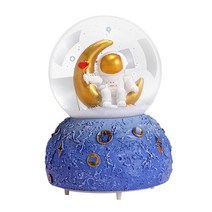 GHSHOP 크리스마스 추수 감사절 소년을 위한 우주 비행사 눈송이 수정 구슬 오르골, 유리, 푸른