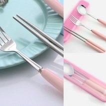 휴대용 포크 수저세트(핑크) 교육선물 사은품