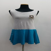S1381 바캉스룩 마린룩 시원한 닻자수 면민소매원피스 _ 3206147EA