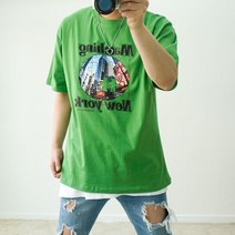 남여공용 캐주얼 프린팅 오버핏 반팔티 (XL~4XL) 빅사이즈커플룩