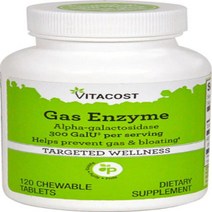 Vitacost 비타코스트 츄어블 가스 엔자임 알파 갈락토스 효소 300 GalU Alphagalactosidase 120정