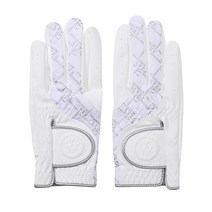 링스 골프 실버 로고 프린트를 가미한 저지 배색 소재로 활동성을 살린 여성 장갑, 블랙