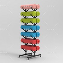 요가매트 정리 거치대 폼롤러 보관함 수납장 요가학원, 브레이크가 있는 흰색 4층 바퀴8장