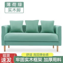 미니소파 원룸 거실 소파 작은 침실 여성 미니 절묘한 아파트 그물 빨간색 스타일 임대 주택 단일 귀여운 게으른 패브릭, 3을 증가_민트 그린 - 원목 발 업그레이드