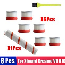 AI멀티 클린샤오미 Dreame V9 V9B V10 가정용 무선 핸드 헬드 지능 청소기 액세서리 Hepa 필터 롤러 브러시, 04 8Pcs