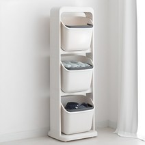 올리빙 도트 빨래바구니 3단, 화이트