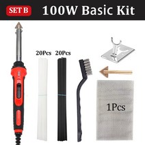 플라스틱용접기 핫스테이플러 자동차범퍼 수리 가죽 다림질 도구 50100W 크랙 스무딩 납땜 인두 기계, 110V with US plug+100W 44PCS