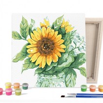 DIY 페인팅 그림 그리기 색칠하기 수채화 해바라기 글라스 25X25, 상세페이지 참조, 상세페이지 참조