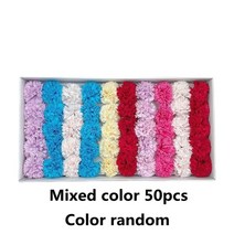 조화 꽃다발 50pcs 5 레이어 6cm 카네이션 비누 머리 영원한 발렌타인 어머니의 날 diy 재료 입학식 졸업식 선물 추억 인테리어 소품, 색상 랜덤