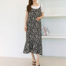 미니플라워 밑단셔링 나시롱원피스 민소매 뷔스티에 레이어드