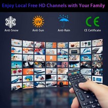 4K 디지털 HDTV 안테나 25dBi UHF VHF 신호 부스터 DVB-T2 ATSC 증폭기 무료 채널 5000 마일 위성 TV 수신기