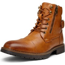 Vostey 남성용 부츠 캐주얼 오토바이 컴뱃 앵클 드레스 남성용 Motorcycle678a-yellow 로우 Brown 109340