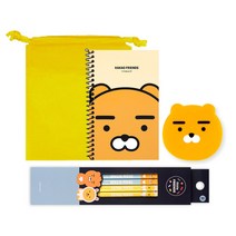 카카오프렌즈 문구세트 연필 수첩 지우개+선물포장, 라이언SET