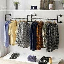 [UNHO]철제 파이프행거 벽면행거 의류매장용 블랙