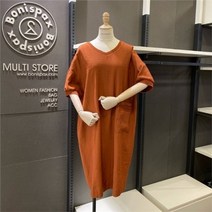 보니스팍스 NC02 브이넥 니트 배색 원피스 A32OP010