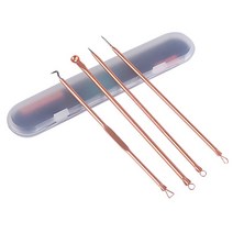 좁쌀 여드름 짜는 도구 피지 제거 스텐 압출 기 세트, 로즈골드